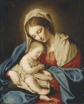 The Madonna and Child by Sassoferrato — hand-painted cultural oil painting reproduction on canvas