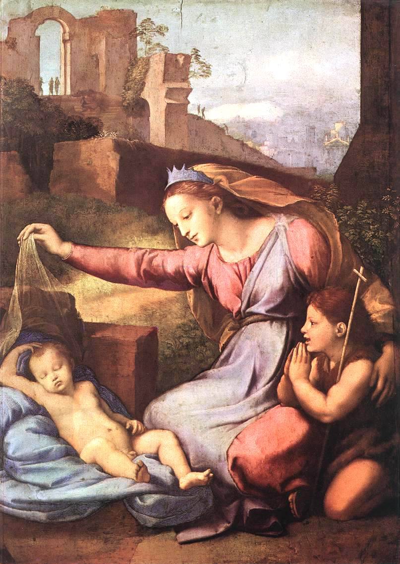 The Madonna of the Blue Diadem or The Madonna of the Veil by Raphael — hand-painted cultural oil painting reproduction on canvas