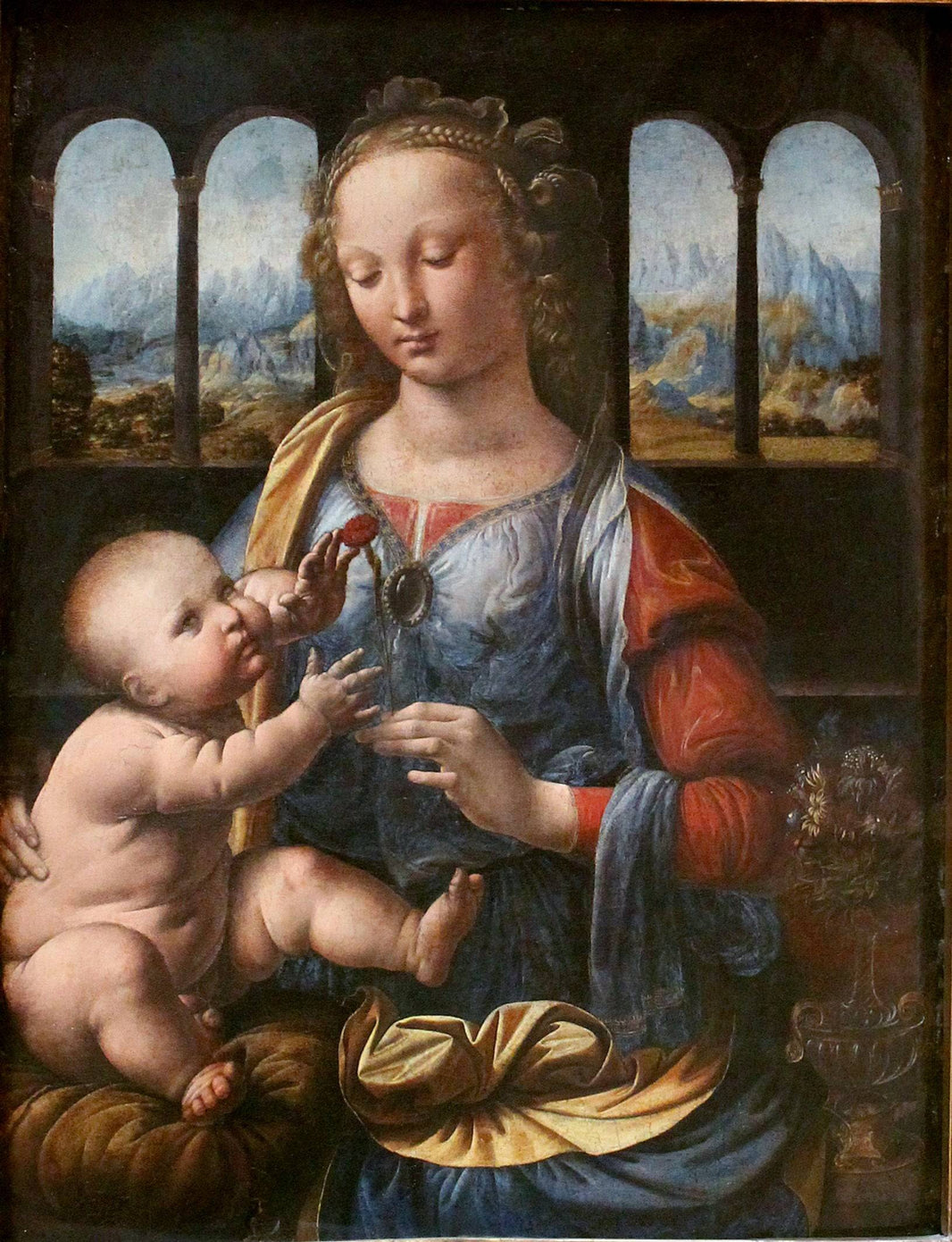 The Madonna of the Carnation by Leonardo da Vinci, hand-painted cultural oil painting reproduction on canvas