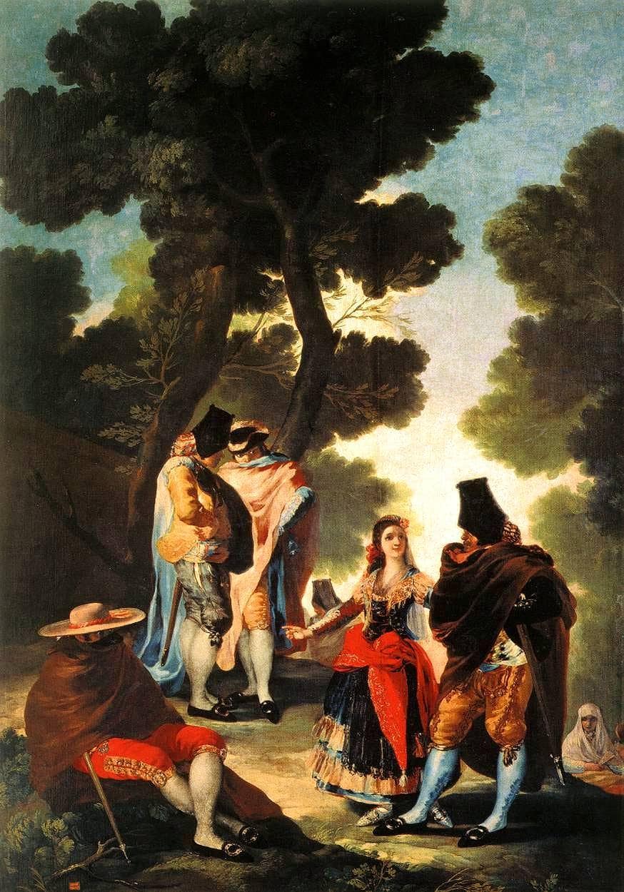 The Maja and the Masked Men by Francisco Goya — hand-painted landscape oil painting reproduction on canvas