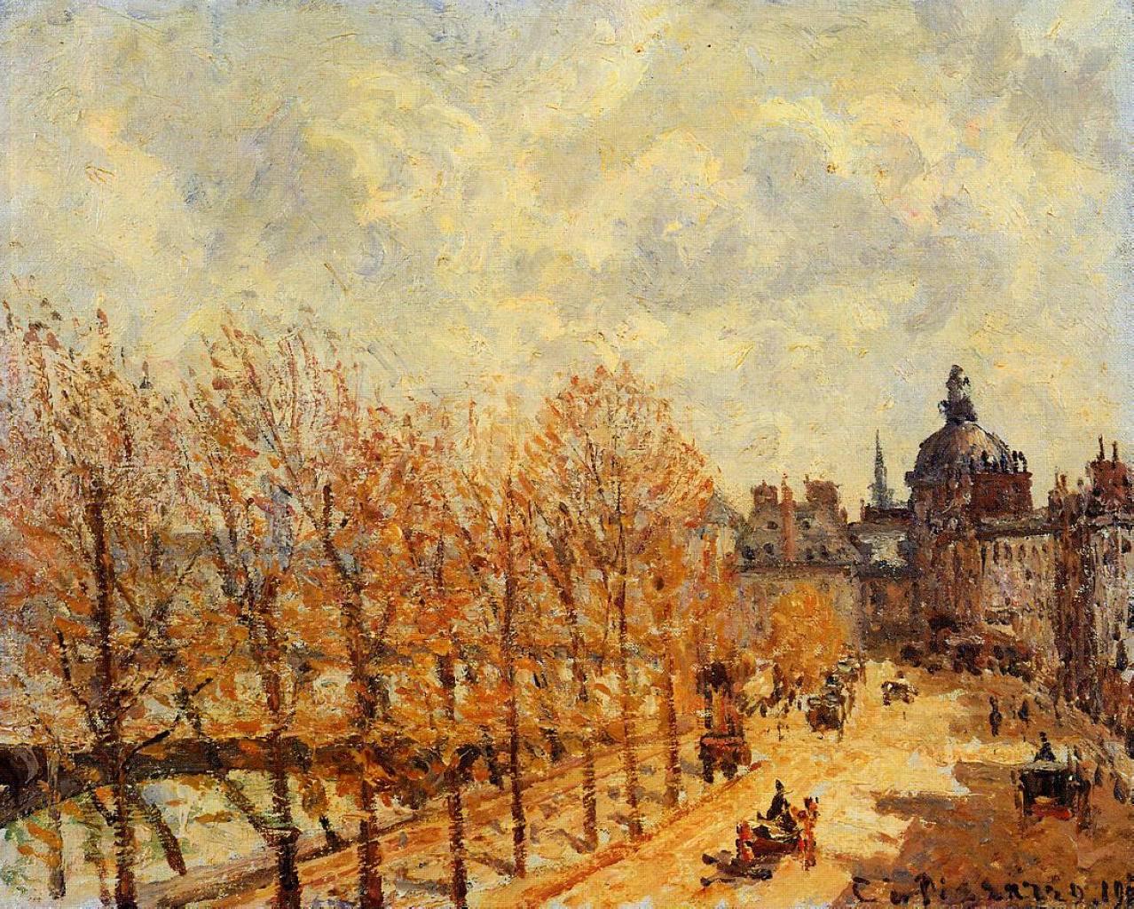 The Malaquais Quay in the Morning, Sunny Weather - Camille Pissarro