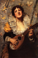 The Mandolin Player by William Merritt Chase — male oil painting wall art, Impressionism