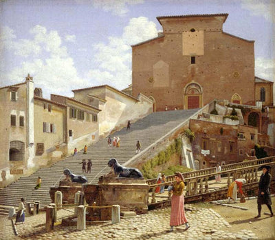 The Marble Staircase which Leads up to S. Maria in Aracoeli in Rome by Christoffer Wilhelm Eckersberg — oil painting reproduction