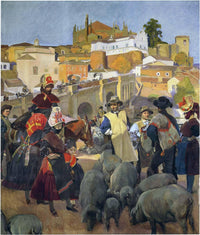 The Market by Joaquín Sorolla — hand-painted architectural oil painting reproduction on canvas