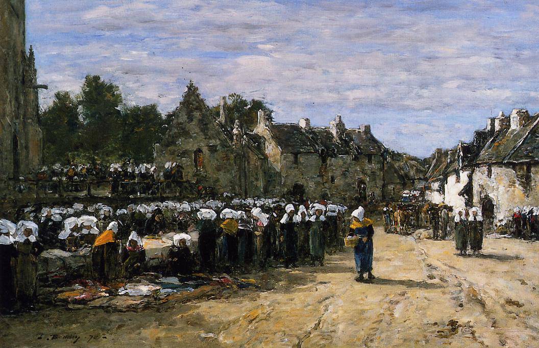 The Market at Landenneau - Eugene Boudin