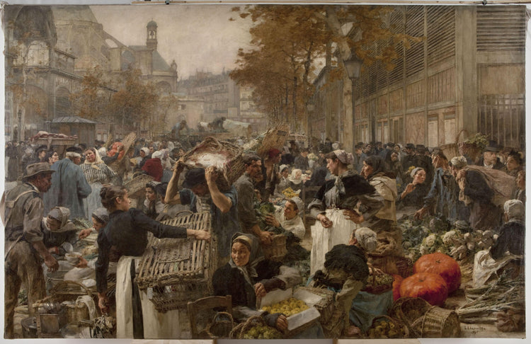 The market at the district ''Les Halles'' in Paris - Léon Augustin Lhermitte