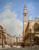 The Market Place, Vicenza by John O'Connor — hand-painted architectural oil painting reproduction on canvas