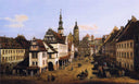 The Marketplace at Pirna by Bernardo Bellotto — hand-painted architectural oil painting reproduction on canvas