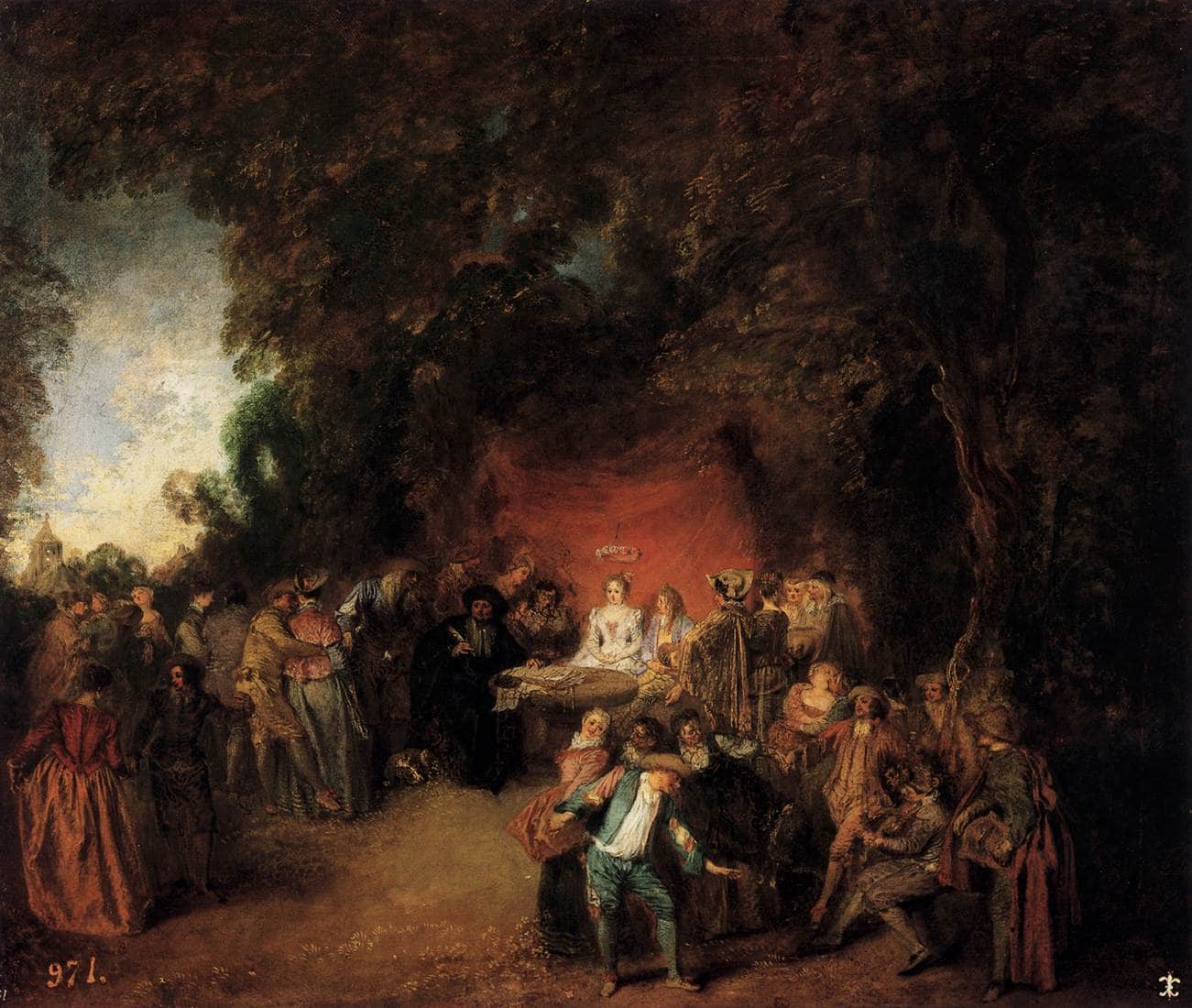 The Marriage Contract in a Landscape - Antoine Watteau