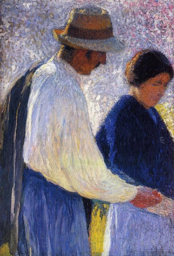 The Married Couple Study for Reapers by Henri Martin — hand-painted portrait oil painting reproduction on canvas