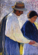 The Married Couple Study for Reapers by Henri Martin — male oil painting wall art, Divisionism