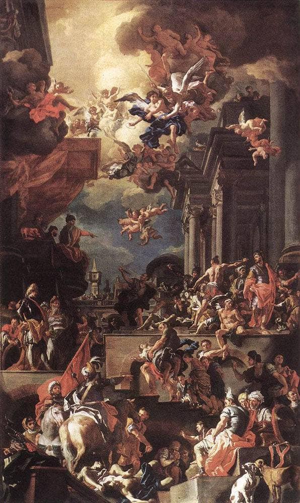 The Massacre of the Giustiniani at Chios by Francesco Solimena — hand-painted cultural oil painting reproduction on canvas