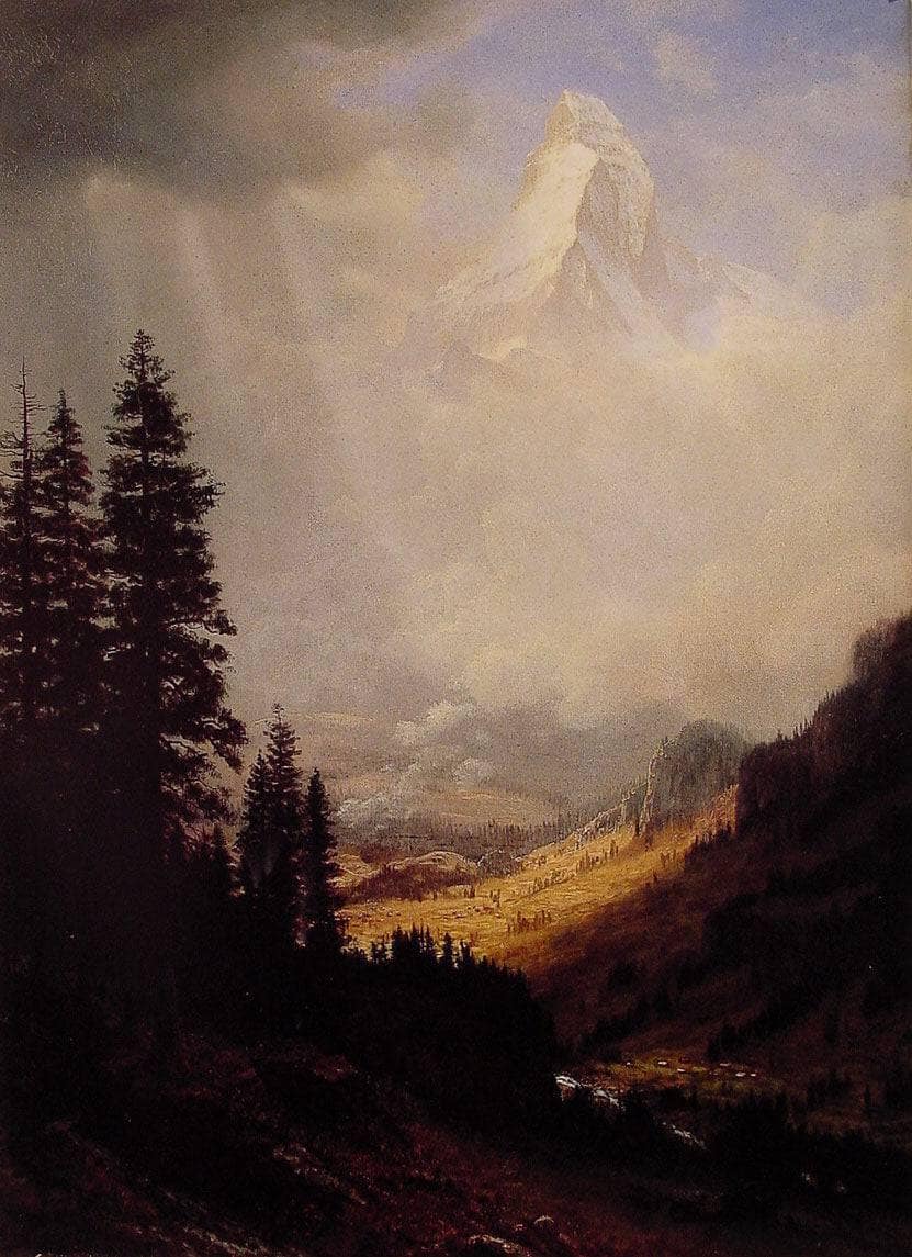 The Matterhorn by Albert Bierstadt — hand-painted botanical oil painting reproduction on canvas