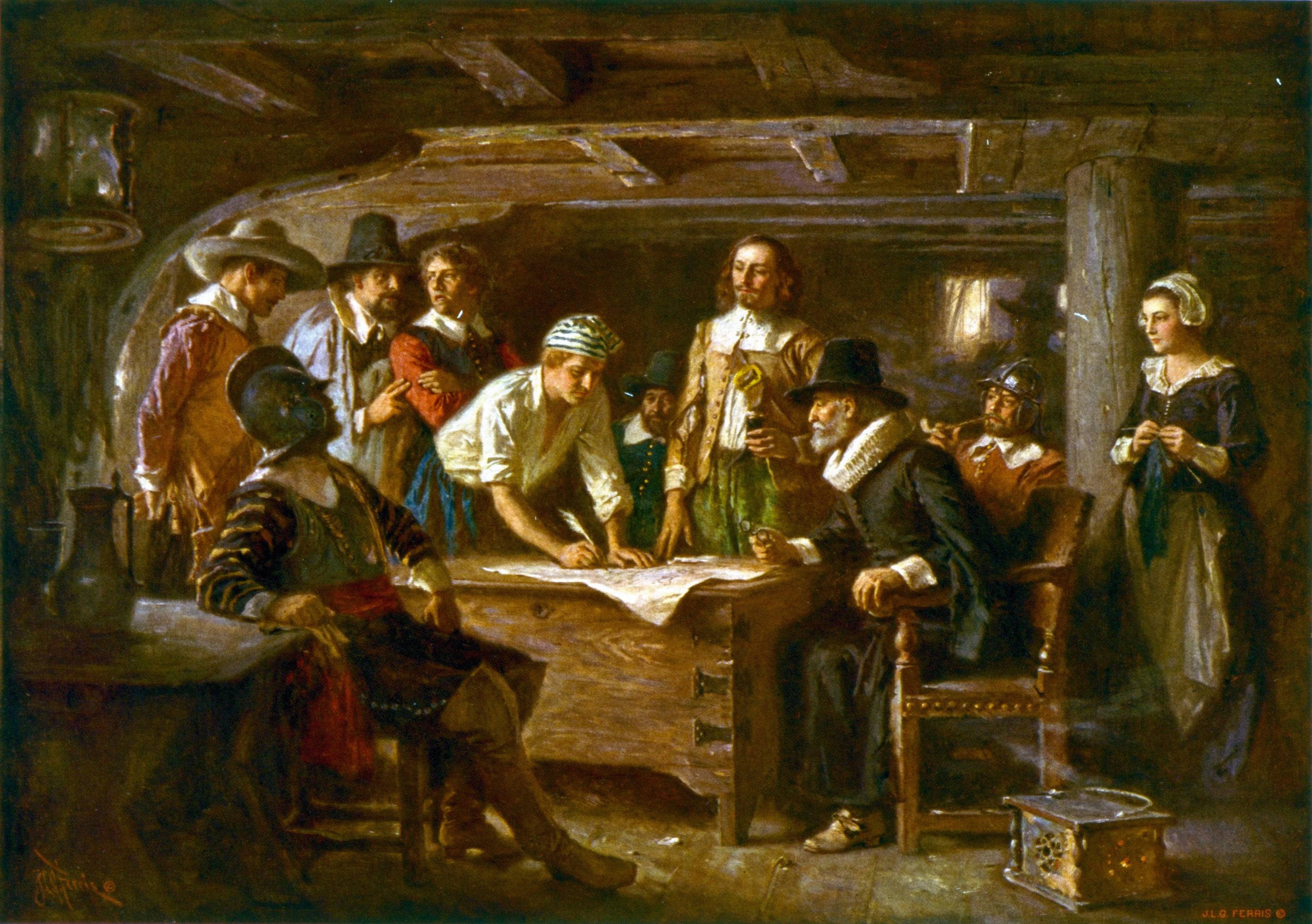 The Mayflower Compact, 1620 - Jean Leon Gerome Ferris