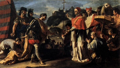 The Meeting of Pope Leo and Attila by Francesco Solimena — oil painting reproduction