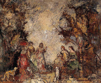 The Meeting of the Elegant Ladies by Adolphe Joseph Thomas Monticelli — hand-painted animal oil painting reproduction on canvas