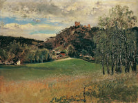 The Meiereiwiese in the Vorderbrühl with the Mödling ruins by Anton Romako — hand-painted landscape oil painting reproduction on canvas