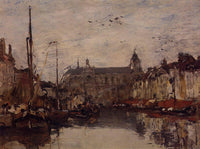 The Merchant Dock by Eugene Boudin — hand-painted architectural oil painting reproduction on canvas