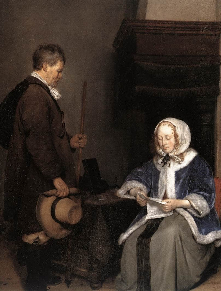 The Message by Gerard Terborch — hand-painted portrait oil painting reproduction on canvas