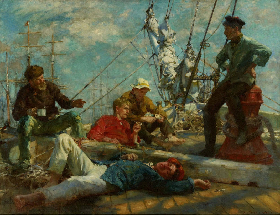 The midday rest sailors yarning by Henry Scott Tuke — hand-painted portrait oil painting reproduction on canvas