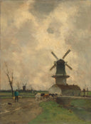 The Mill by Johan Hendrik Weissenbruch — seascapes oil painting wall art, Realism