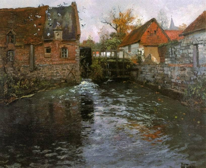 The Mill Pond by Frits Thaulow — hand-painted landscape oil painting reproduction on canvas
