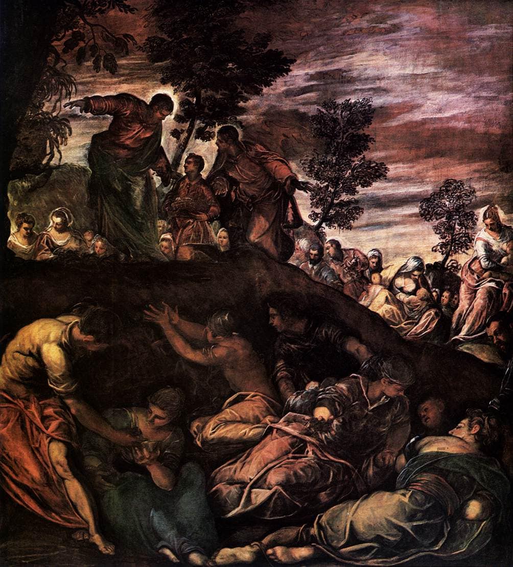 The Miracle of the Loaves and Fishes by Tintoretto — hand-painted cultural oil painting reproduction on canvas