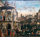 The Miracle of the Relic of the True Cross on the Rialto Bridge by Vittore Carpaccio — hand-painted architectural oil painting reproduction on canvas