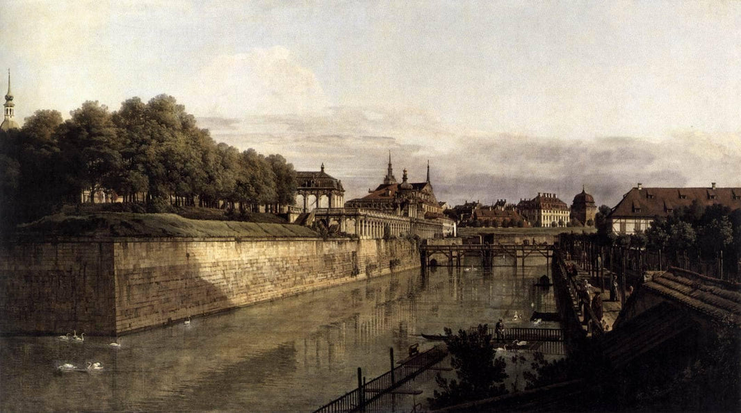 The Moat of the Zwinger in Dresden by Bernardo Bellotto — hand-painted landscape oil painting reproduction on canvas