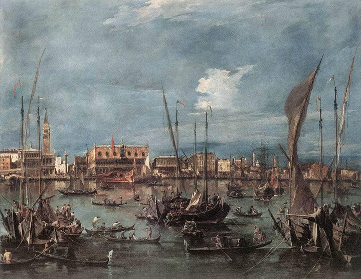 The Molo and the Riva degli Schiavoni from the Bacino di San Marco by Francesco Guardi — hand-painted landscape oil painting reproduction on canvas