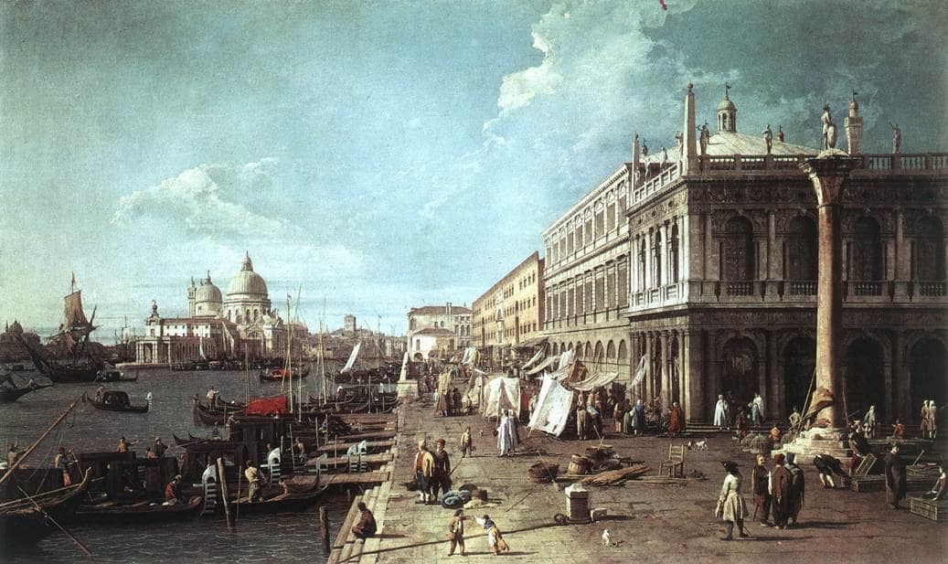 The Molo with the Library and the Entrance to the Grand Canal - Canaletto