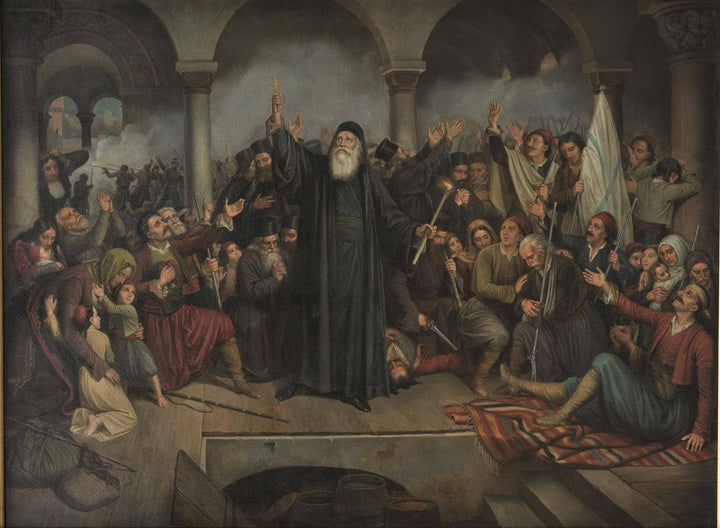 The monastery of Arkadius by Theodoros Vryzakis — hand-painted cultural oil painting reproduction on canvas