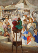 The Monkeys at the Fair by Edgar Chahine — hand-painted portrait oil painting reproduction on canvas