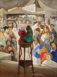 The Monkeys at the Fair by Edgar Chahine — hand-painted portrait oil painting reproduction on canvas