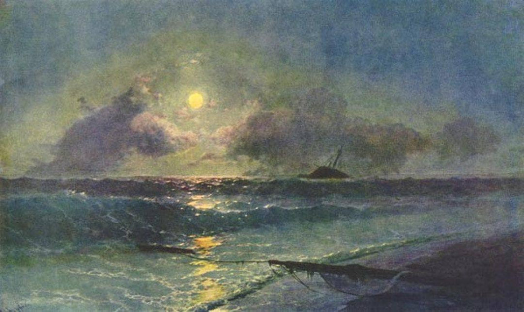 The Moonrize in Feodosiya by Ivan Aivazovsky — hand-painted landscape oil painting reproduction on canvas