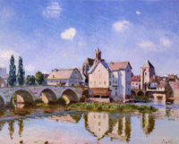 The Moret Bridge in the Sunlight by Alfred Sisley — hand-painted architectural oil painting reproduction on canvas