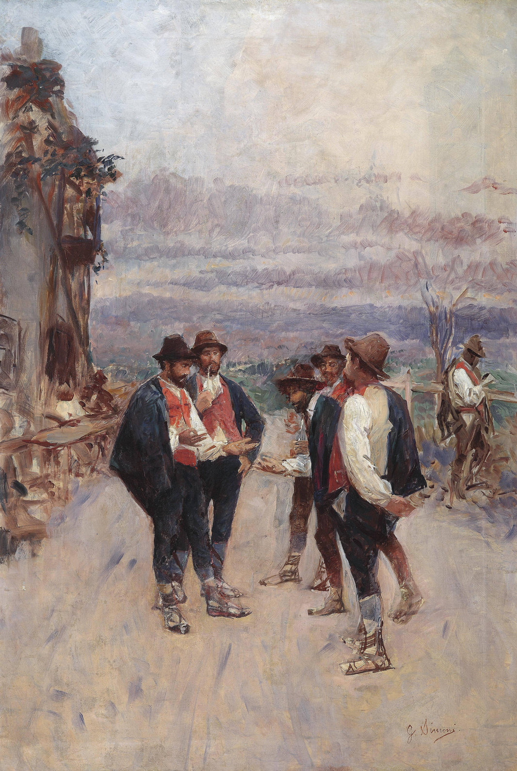 The morra players by Gustavo Simoni — hand-painted portrait oil painting reproduction on canvas