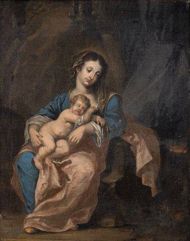 The Mother of God with the fallen asleep Christ Child by Erasmus Quellinus the Younger, hand-painted portrait oil painting reproduction on canvas