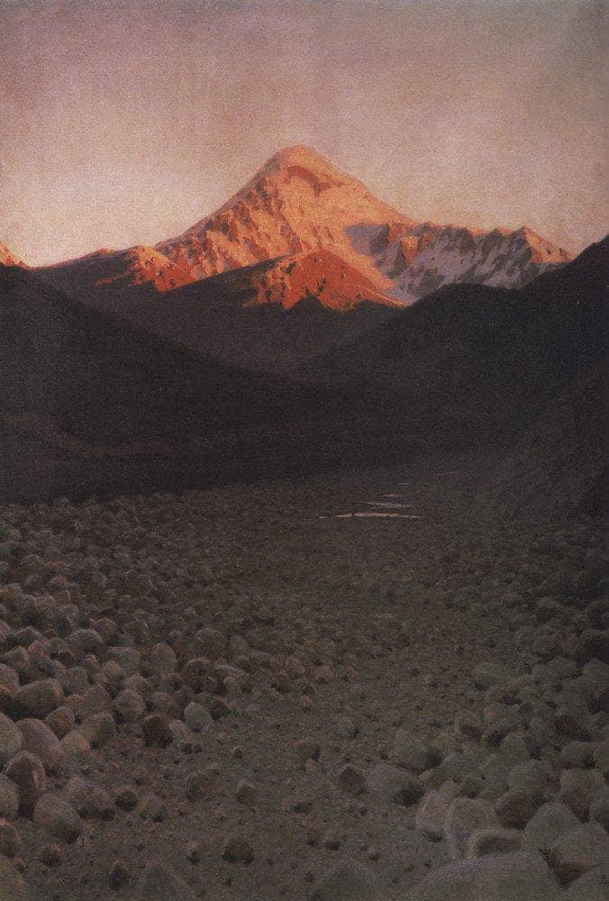 The Mount Kazbek by Vasily Vereshchagin — hand-painted eco oil painting reproduction on canvas