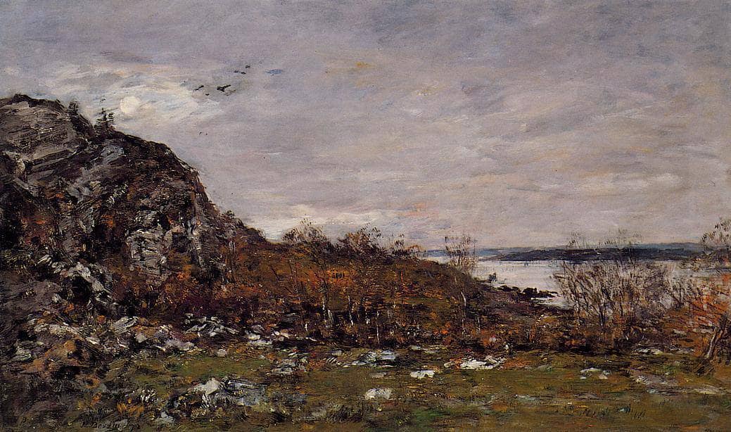The Mouth of the Elorn in the Area of Brest by Eugene Boudin — hand-painted landscape oil painting reproduction on canvas