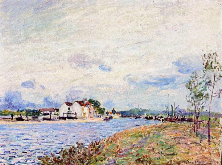 The Mouth of the Loing at Saint Mammes by Alfred Sisley — hand-painted landscape oil painting reproduction on canvas
