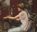 The Muse Erato at her Lyre by John William Godward — female oil painting wall art, Neoclassicism