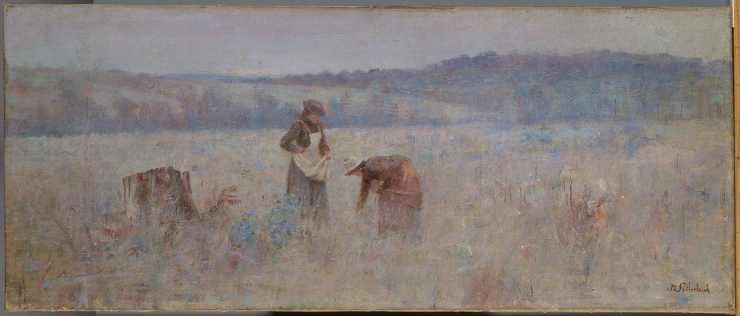 The Mushroom Gatherers by Jane Sutherland, hand-painted landscape oil painting reproduction on canvas