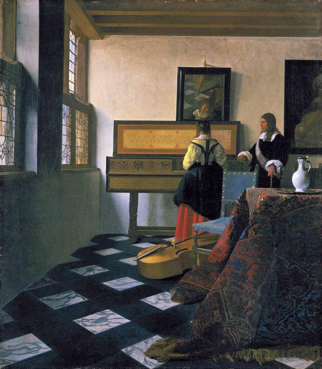 The music lesson by Johannes Vermeer — hand-painted still oil painting reproduction on canvas