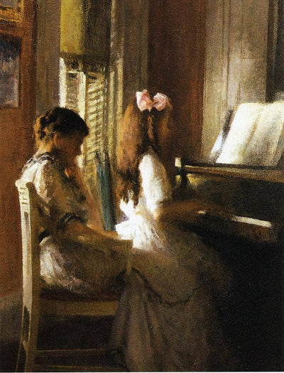 The Music Lesson by Joseph DeCamp — oil painting reproduction