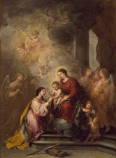 The Mystic Marriage of Saint Catherine by Bartolome Esteban Murillo — hand-painted cultural oil painting reproduction on canvas