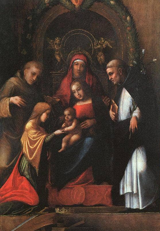 The Mystic Marriage of St. Catherine by Correggio — hand-painted animal oil painting reproduction on canvas