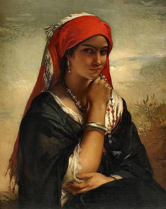The Necklace by Jean-François Portaels — hand-painted portrait oil painting reproduction on canvas