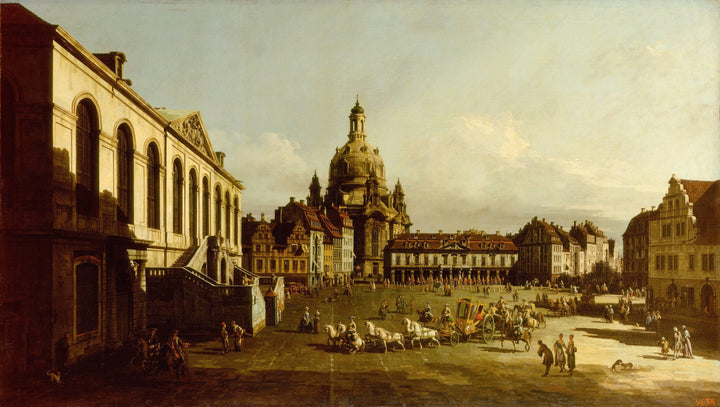 The Neuer Marktplatz in Dresden by Bernardo Bellotto — hand-painted architectural oil painting reproduction on canvas