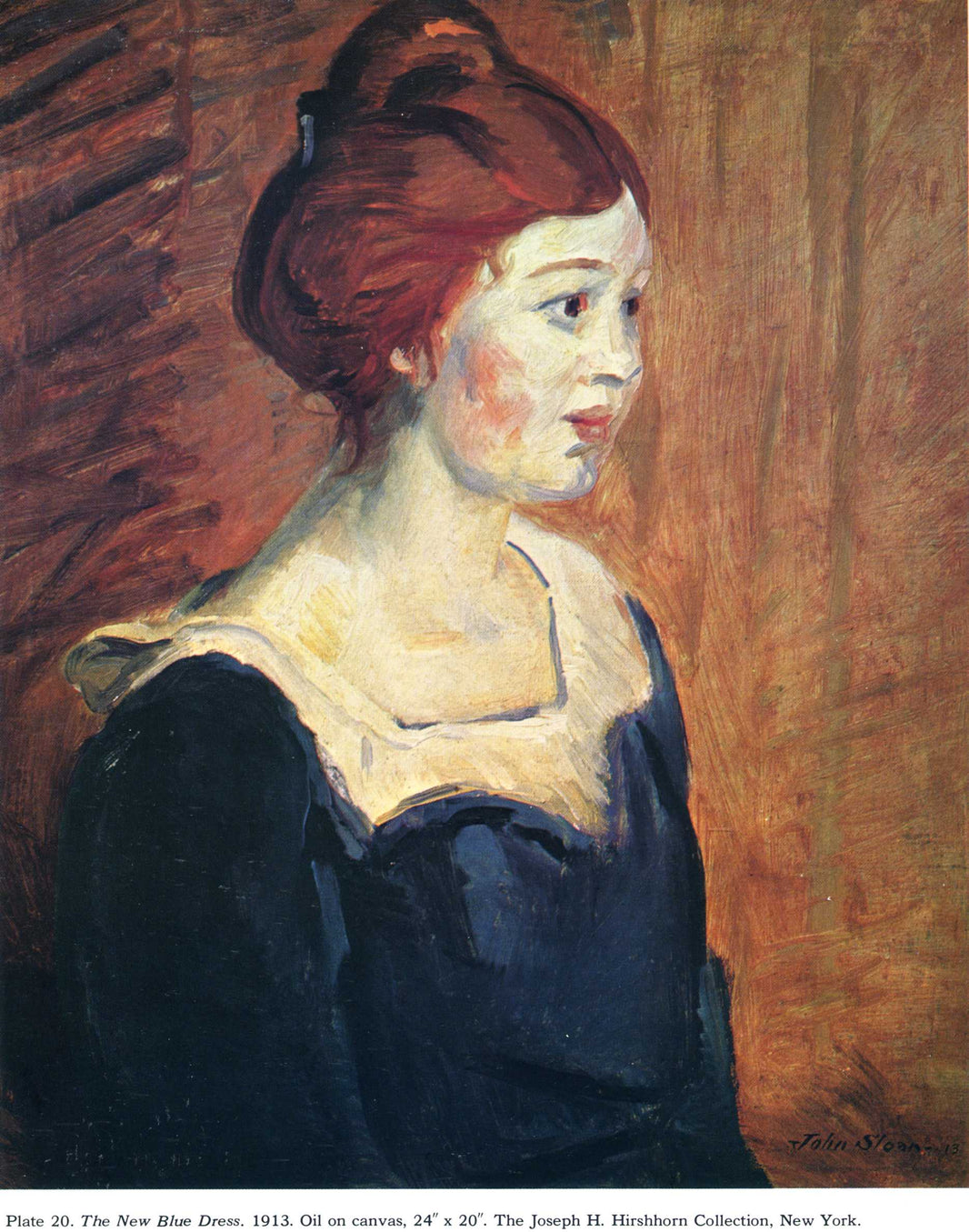 The New Blue Dress by John French Sloan — hand-painted portrait oil painting reproduction on canvas